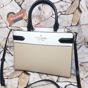 New  purse staci medium satchel shoulder bag beige leather Crossbody Kate Spade